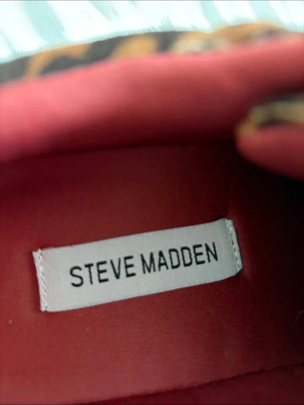Steve Madden Madrid Leopard-Print Sneakers with Black Laces and Red Lining. GUC!